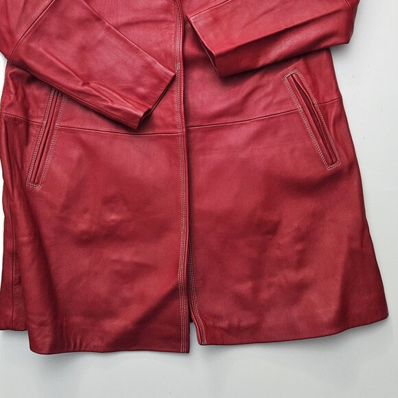 Tiboa Women's 3/4 Length Soft Leather Coat - Size 14P - Excellent Condition - Picture 2 of 5